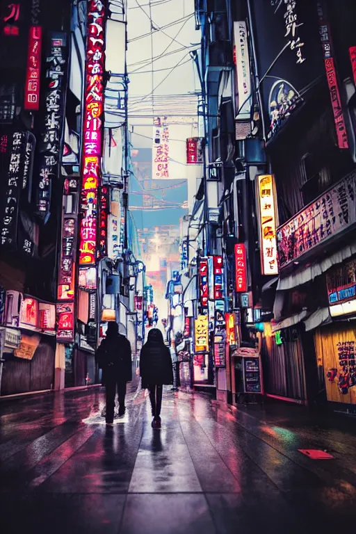 Prompt: Kodak Portra 160, 8K, highly detailed, wachowski seinen manga 3/4 closeup portrait, eye contact, focus on clear transparent raincoat replicant girl model, tilt shift zaha hadid style anime background: famous blade runner anime remake, tokyo izakaya scene