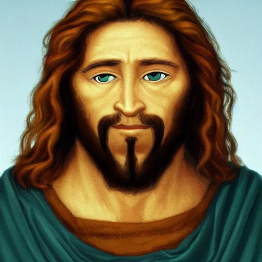 Image similar to portrait of jesus christ as an ugly troll