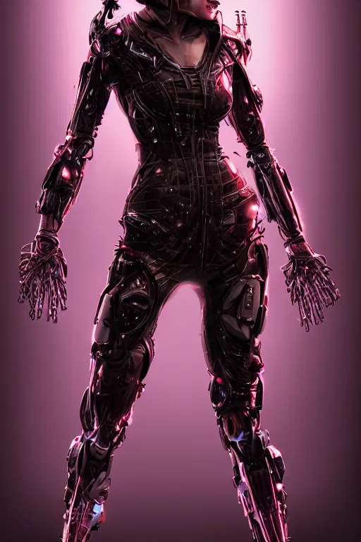 Image similar to a beautiful insufficently dressed metahuman biomechanical heavily cybered female shadowrunner fullbody portrait by echo chernik in the style of shadowrun returns pc game. 8k 3d realistic render. Dark atmosphere volumetric lighting. Cyberpunk feel. Hypermaximalist ultradetailed cinematic charachter concept art. Uncut, unzoom, centered, feminine pose. Digital illustration.