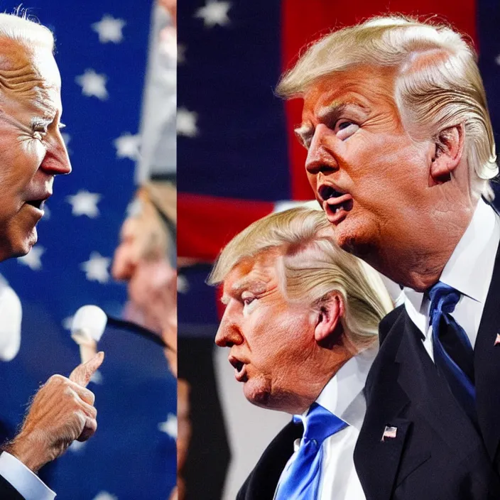 Image similar to joe biden and donald trump in a boxing match, detailed sharp photo