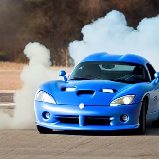 Prompt: a blue dodge viper doing a burnout :: a scene from initial D