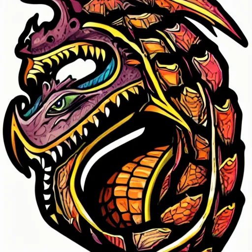 Prompt: portrait of a dragon, sticker, highly detailed, colorful, illustration, smooth and clean vector curves, no jagged lines, vector art, smooth