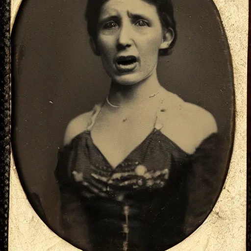 Image similar to tintype of a woman screaming