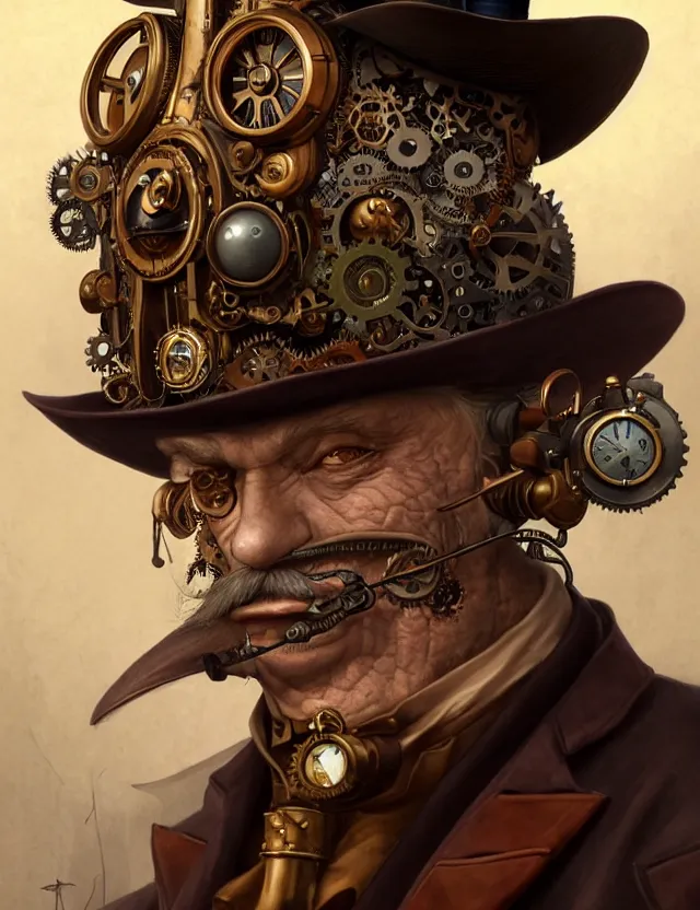 Image similar to a portrait of a distinguished steampunk gentleman, by moebius and tyler edlin and hr giger, trending on artstation, digital art, 4 k resolution, detailed, high quality, sharp focus, hq artwork, coherent, insane detail, concept art