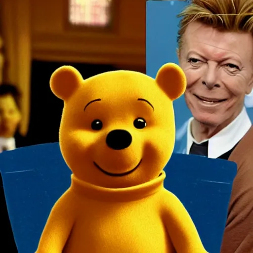 Prompt: david bowie as winnie the pooh