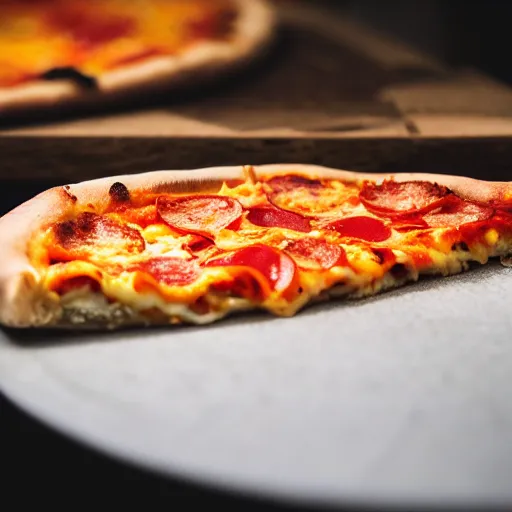 Prompt: a cheesy slice of pizza, professional photography, cinematography, 4 k, hd