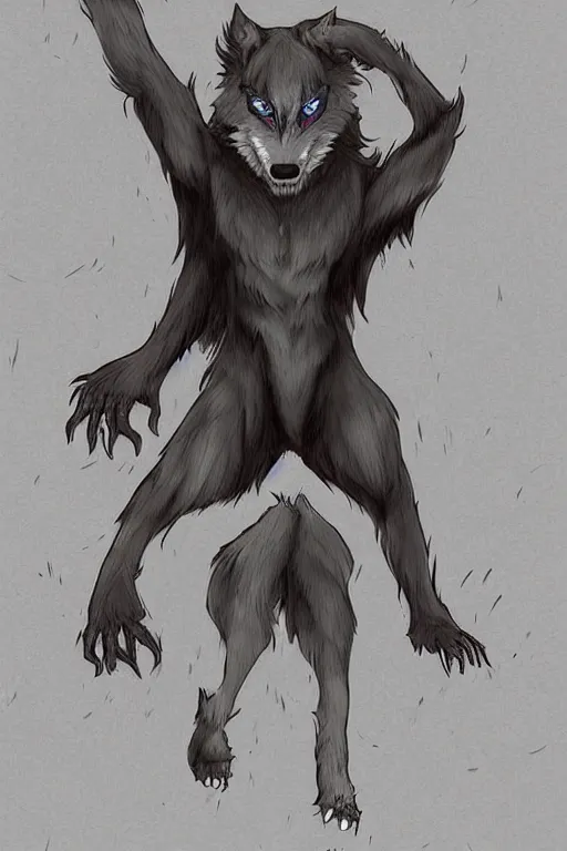 Image similar to a werewolf, fursona!!!!, by kawacy, trending on furaffinity, full body, furry art