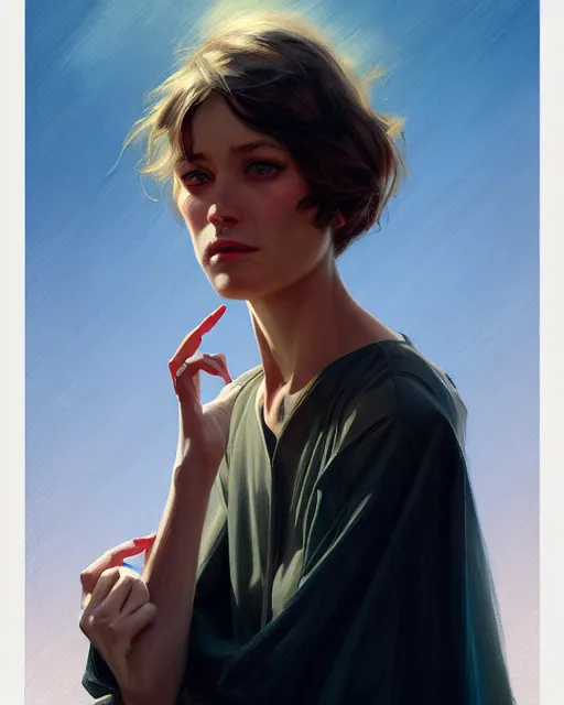 Prompt: i'm not a hero, composition, audrey plaza, realistic shaded, fine details, realistic shaded lighting poster by magali villeneuve, artgerm, jeremy lipkin and michael garmash and rob rey