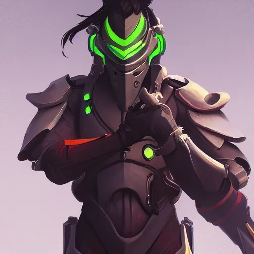 Prompt: Genji from Overwatch , highly detailed, digital painting, artstation, concept art, sharp focus, illustration, art by greg rutkowski and alphonse mucha