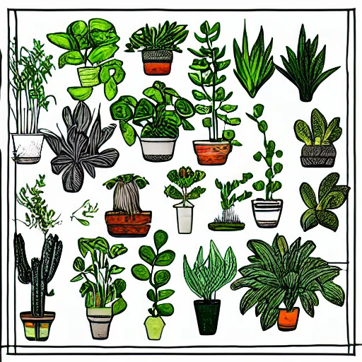 Prompt: plants drawn in magsmunroe style