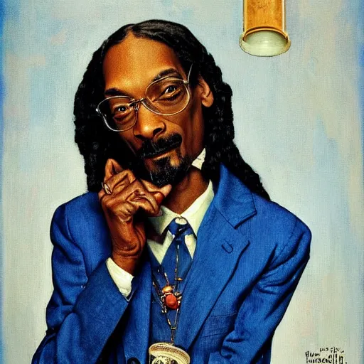 Image similar to Snoop Dogg portrait painted by Norman Rockwell