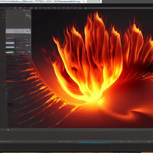 Image similar to stylized fire fx, houdini, maya, renderman