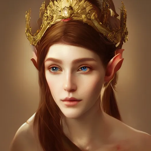 Prompt: Portrait of a young, beautiful and elegant elf queen, full of details,Classical oil painting , concept art, smooth, by Ina Wong and wlop ，trending on unreal engine and artstation，8kHDR，light effect，-H 768