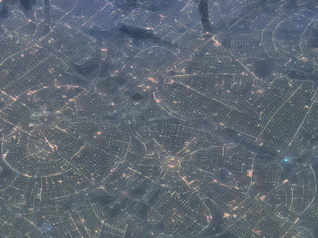 Image similar to satellite photo of a futuristic advanced utopia city, detailed, 4 k