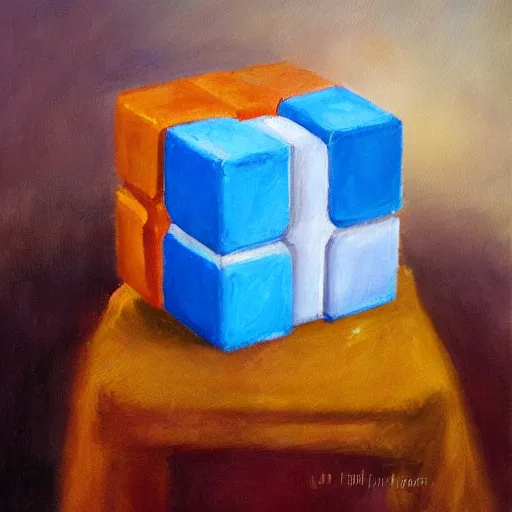 Image similar to beautiful impressionist painting of companion - cube