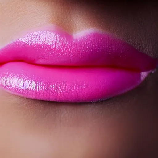 Image similar to a talking pink lipstick with a mouth, tongue, realistic, detailed, pretty, octane render, studio lighting