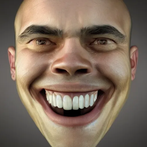 Image similar to a men with a large distorted smile, ultra realistic, photorealiste, portrait photo