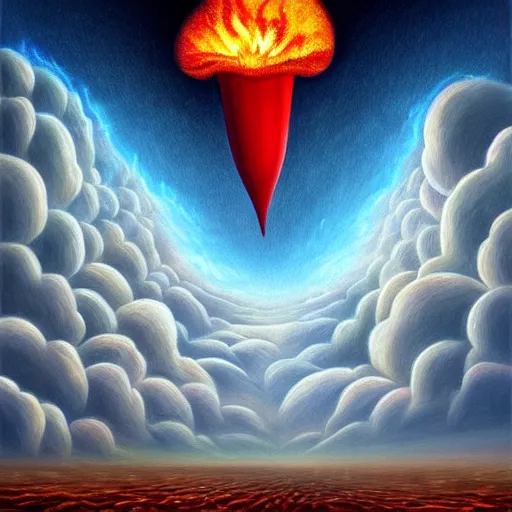 Image similar to ❤🔥🍄🌪, trending on art station, in the sky, highly realistic surrealist art