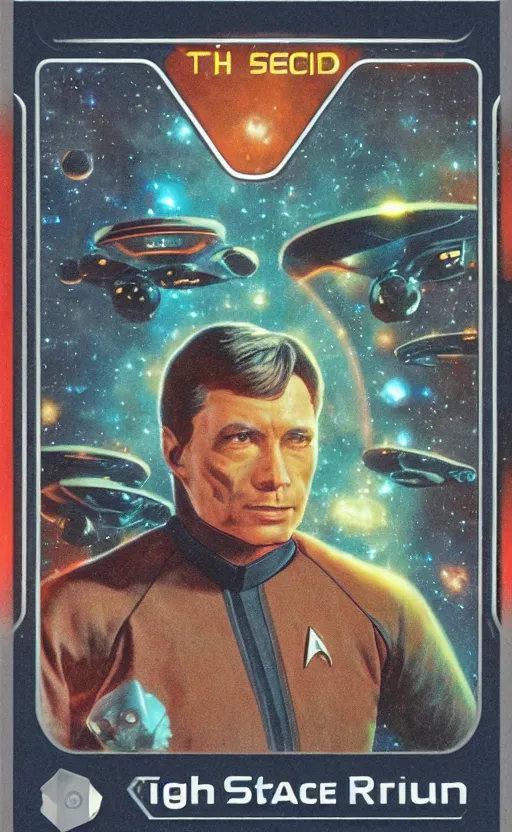 Prompt: the front of a scifi trading card, high details, high resolution, star trek style