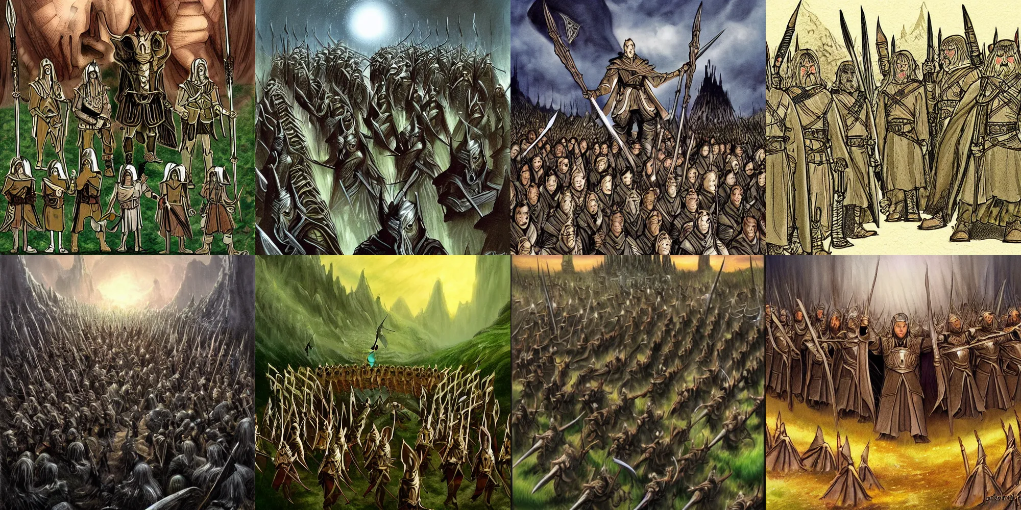 Prompt: army of elfen by J.R.R. Tolkien, lotr style, fantasy