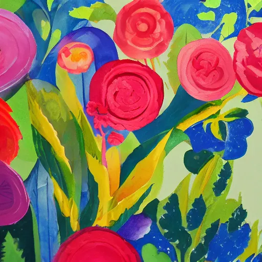 Prompt: synthetic elements of gouache painting of flowers and flower borders