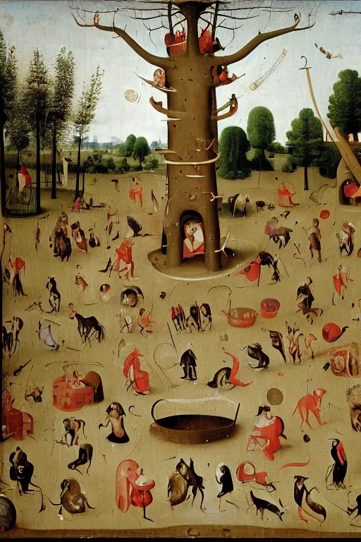 Prompt: playground in the style of hieronymous bosch