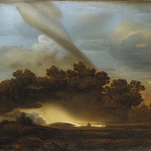 Image similar to a tornado in the distant landscape