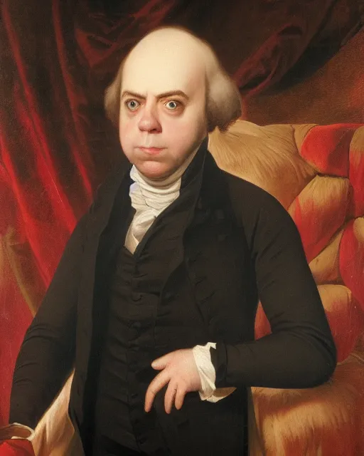 Image similar to upper body portrait of paul giamatti! as united states president james madison, 1 8 1 2, paul giamatti, official portrait, oil on canvas by anton otto fischer, trending on artstation