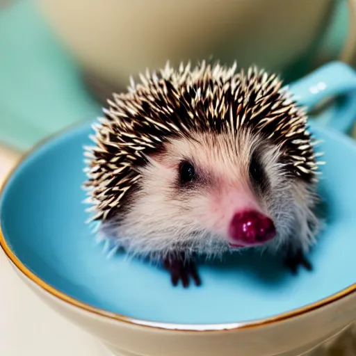 Image similar to baby hedgehog in a teacup, photography, bokeh, sigma 5 0 mm f / 1. 4, minimalistic, 8 k