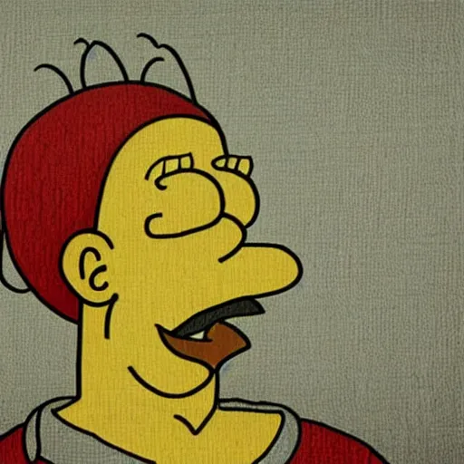 Image similar to Homer Simpson in the style of Leonardo Da Vinci