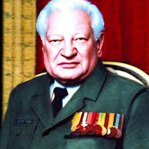 Image similar to yeltsin in military uniform, photo in color