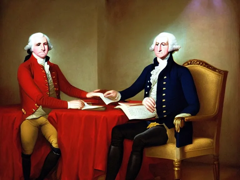 Image similar to George Washington being interviewed by Conan O’Brian; Late Night with Conan O’Brian