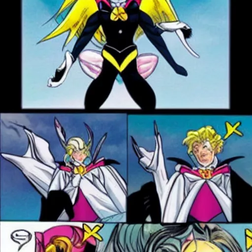 Image similar to professor x transforming into sailor moon