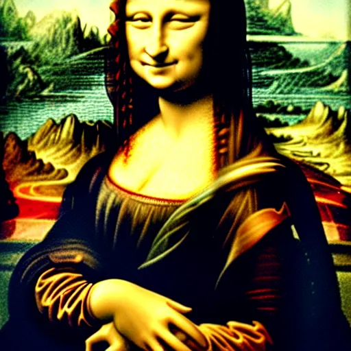 Prompt: the Mona Lisa as painted by banksy