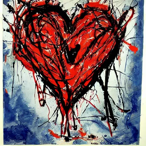 Image similar to Jackson Pollock painting of a human heart