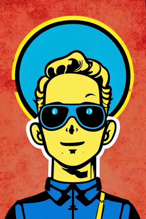 Image similar to fallout 7 6 retro futurist illustration art by butcher billy, sticker, colorful, illustration, highly detailed, simple, smooth and clean vector curves, no jagged lines, vector art, smooth andy warhol style