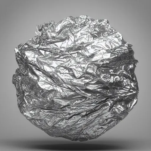 Prompt: texture of crumpled aluminium foil. octane render.