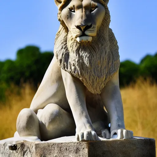 Image similar to a marble statue of a magnificent lioness, high detalle, 4k