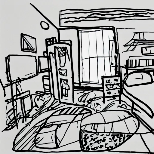 messy room drawing
