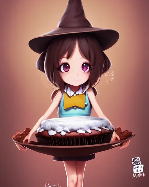 Image similar to personification of chocolate cupcake, cute hats, unreal engine, highly detailed, digital illustration by artgerm, tooth wu, studio ghibli, deviantart, sharp focus, artstation, bakery by greg rutkowsky, sweets, dog