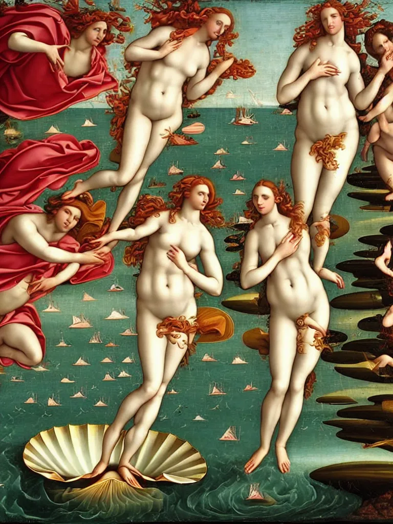 Image similar to the birth of venus, renaissance, highly detailed