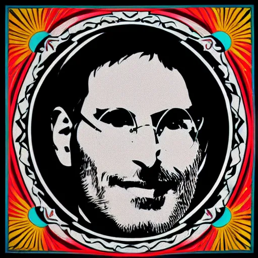 Image similar to steve jobs mandala shepard fairey