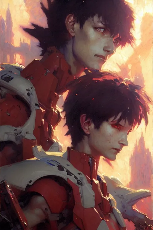 Image similar to evangelion portrait dnd, painting by gaston bussiere, craig mullins, greg rutkowski, yoji shinkawa