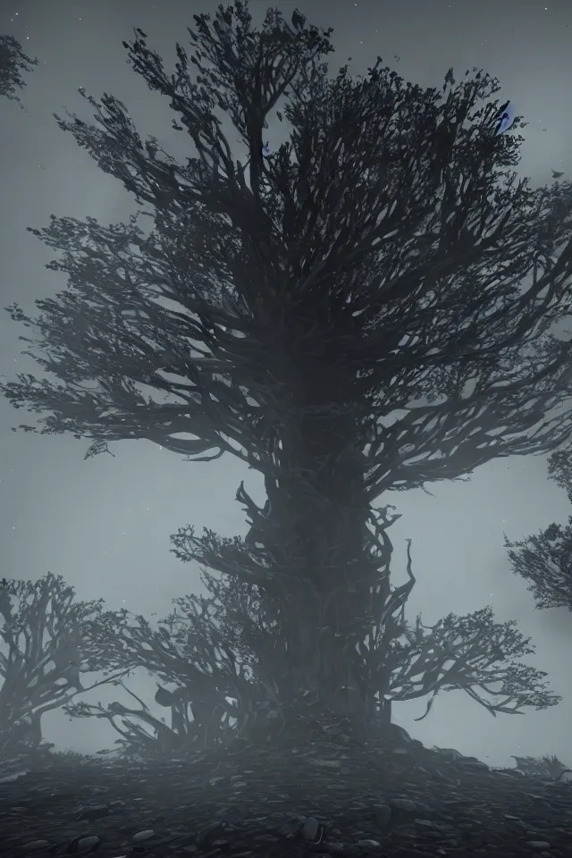 Prompt: darkness tree, evil corruption, 8K, unreal engine,