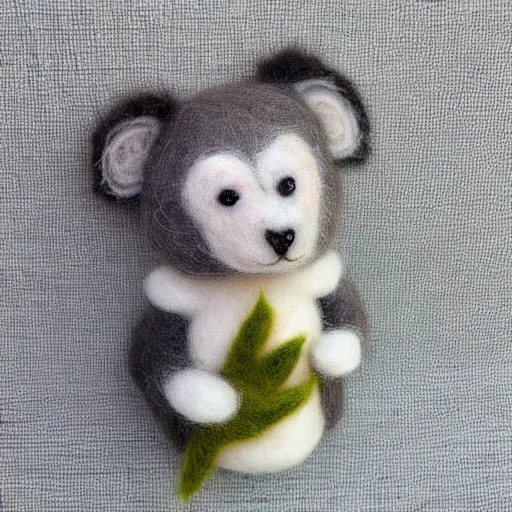 Image similar to a needle felted koala, needle felting art.