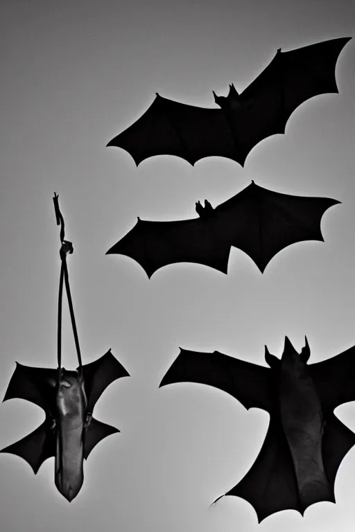 Prompt: A photo of bats flying in a hospital bedroom, BW