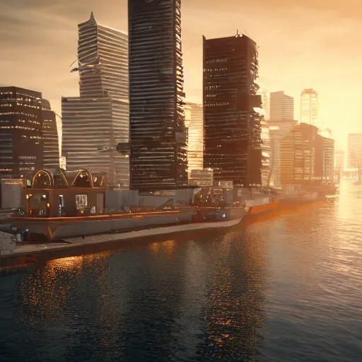 Image similar to a city on a ship,realistic,4k,award winning photograph,unreal engine 5,3D