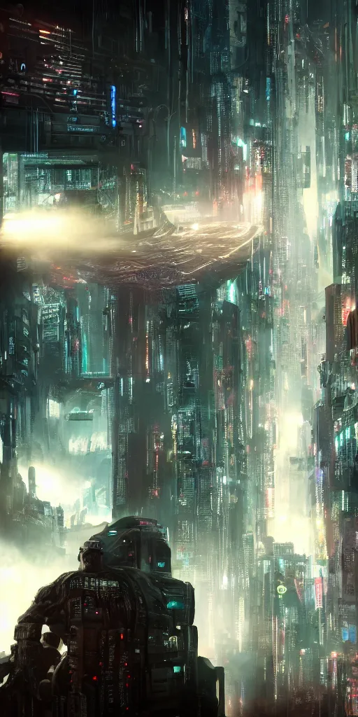 Image similar to an ancient alien destroying a dystopian city, cyberpunk, sharp focus, dynamic lights, still, photograph, hyper realistic, masterpiece, octane render, rendered, 3 d, cinematic, cinematic lighting, dramatic lighting, highly detailed, intricate details, texture, cinematic composition, wide shot, by donglu yu and kevin jick and eddie del rio