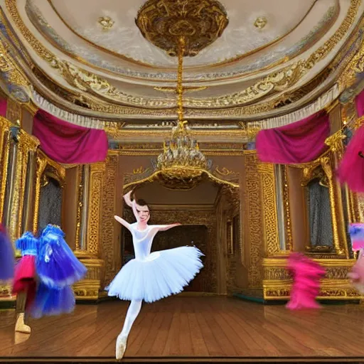 Prompt: lionel messi wearing tutu dancing ballet on the Odessa Opera Theatre stage, epic, trending on artstation