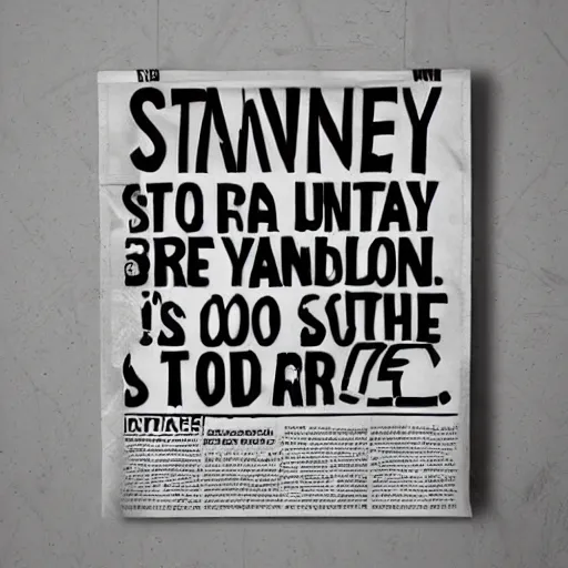 Prompt: newspaper ad in the style of stanley donwood